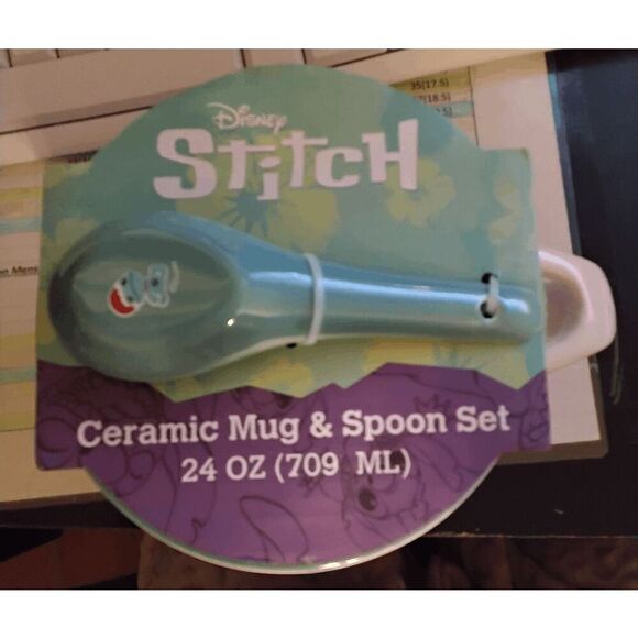 SOLD-Disney Stitch Ceramic Mug and Spoon Set 24 Ounce - Picture 3 of 3